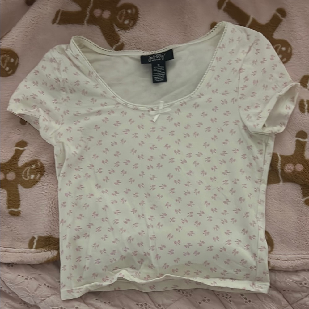 Ann Taylor White and Pink Floral Women's Top